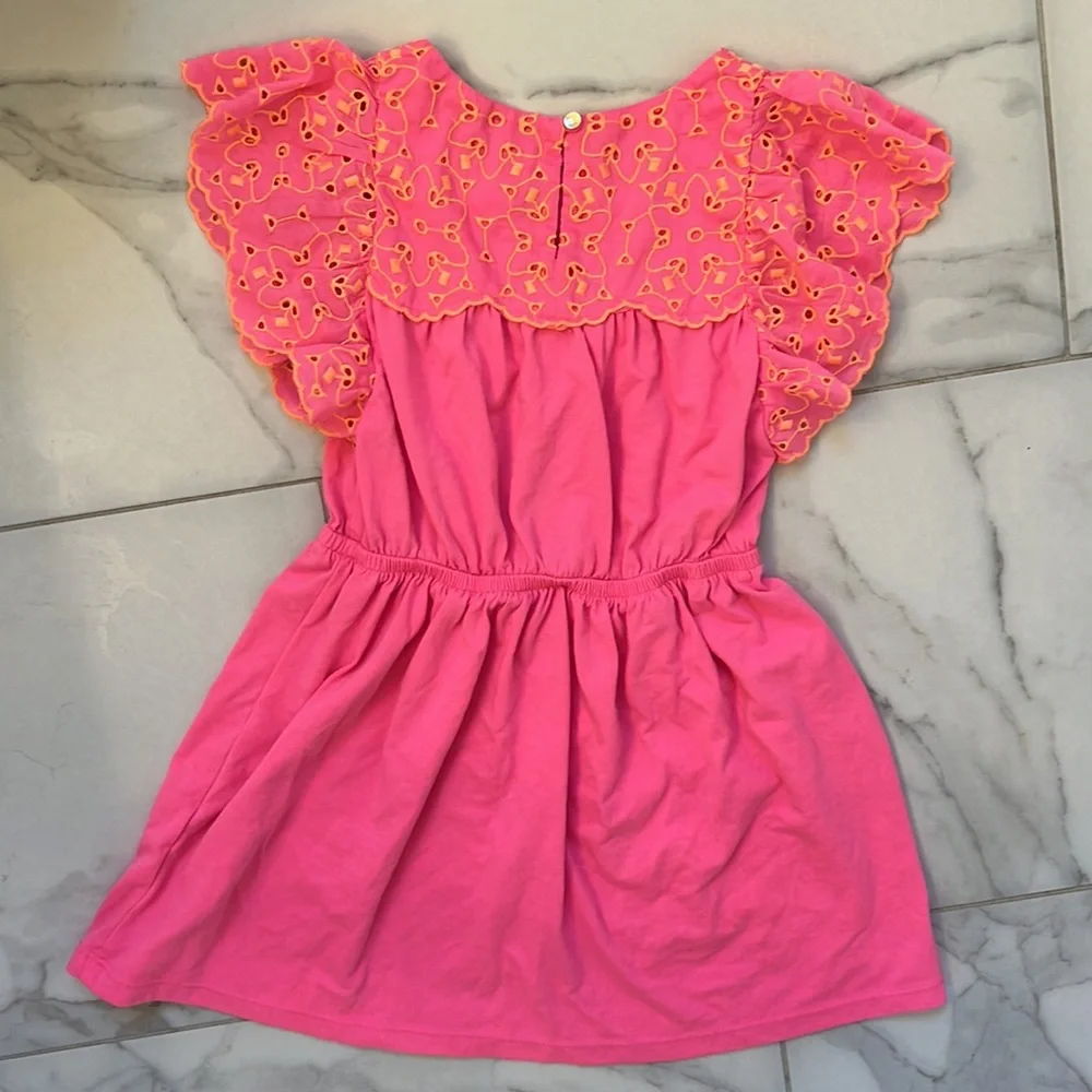 Lilly Pulitzer girls dress size small pink dress with orange eyelet detail. - Picture 8 of 11